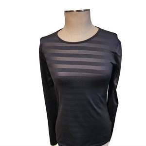 Nike Pro Dri Fit Women's Medium Black Stipe Neon Green Top‎